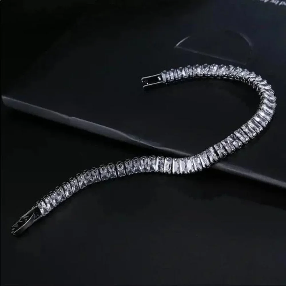 7” NEW 925 STERLING SILVER  DIAMOND BRACELET, NICE BRACELET, CUTE BRACELET, - Picture 4 of 5